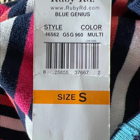 Ruby Rd. Navy Multi-Color Striped Cardigan - Picture 8 of 9